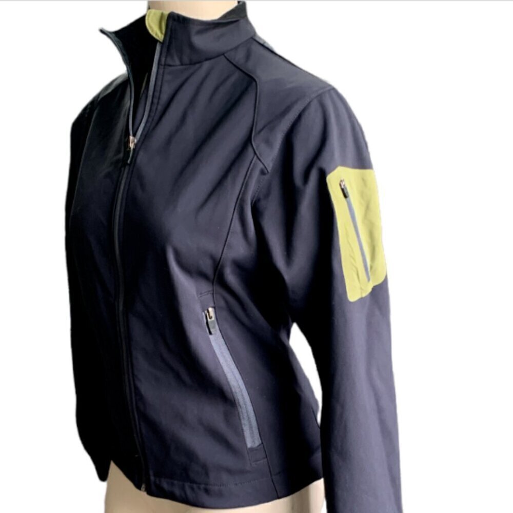 Page & Tuttle Zip Golf Jacket Gray Green Accents Zip Pockets Women M #38C